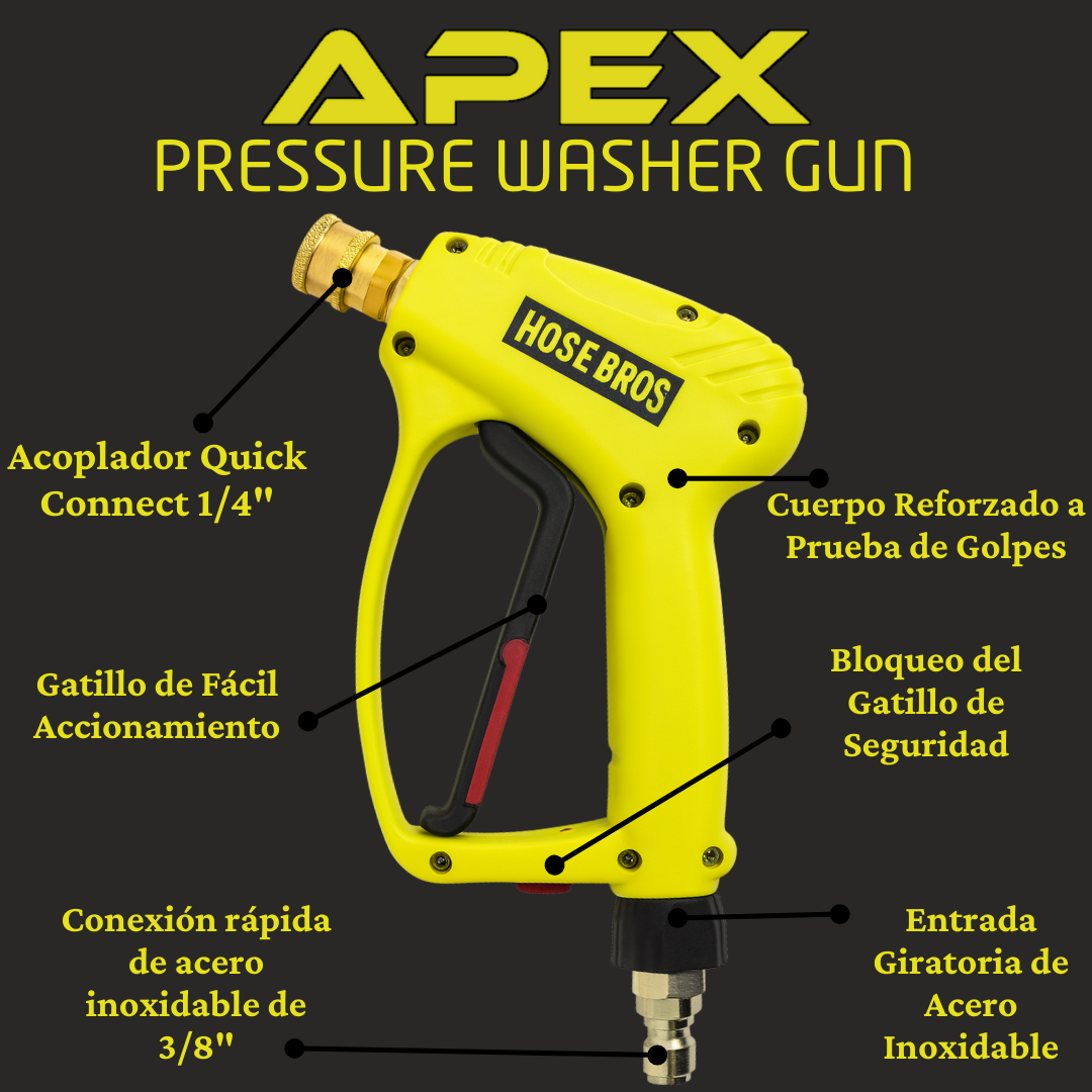 Pistola para Hidrolavadora de Alta Presión/Pressure Washer Gun THE HOSE BROS – 4000 PSI, 3/8" Entrada Giratoria, 1/4" Salida Quick Connect